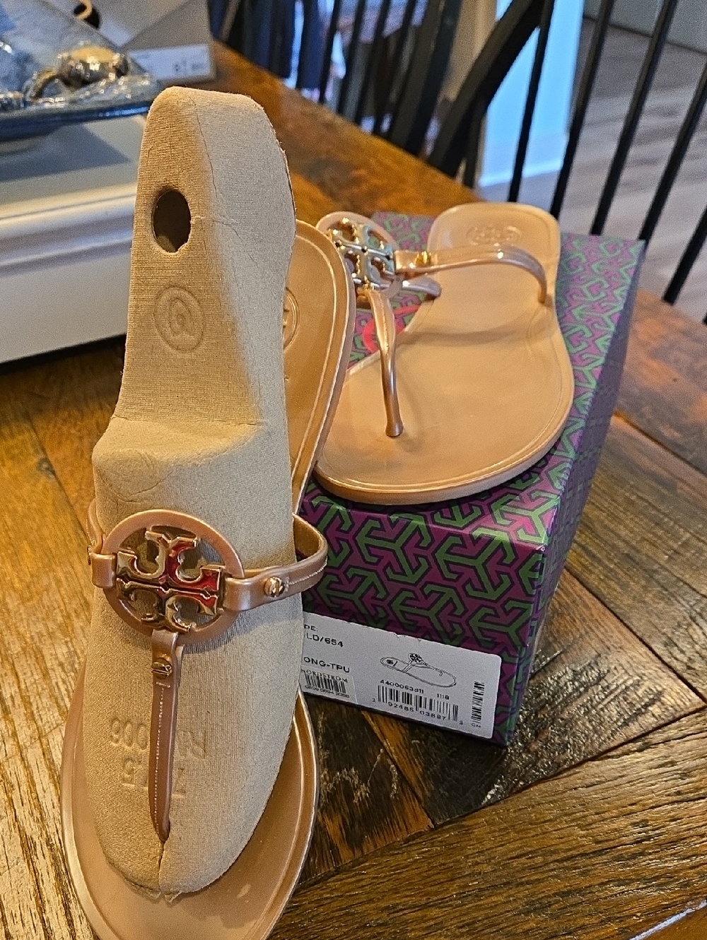 Tory Burch Mini Miller Flat Thong Jelly Sandals - Rose Gold US 8
